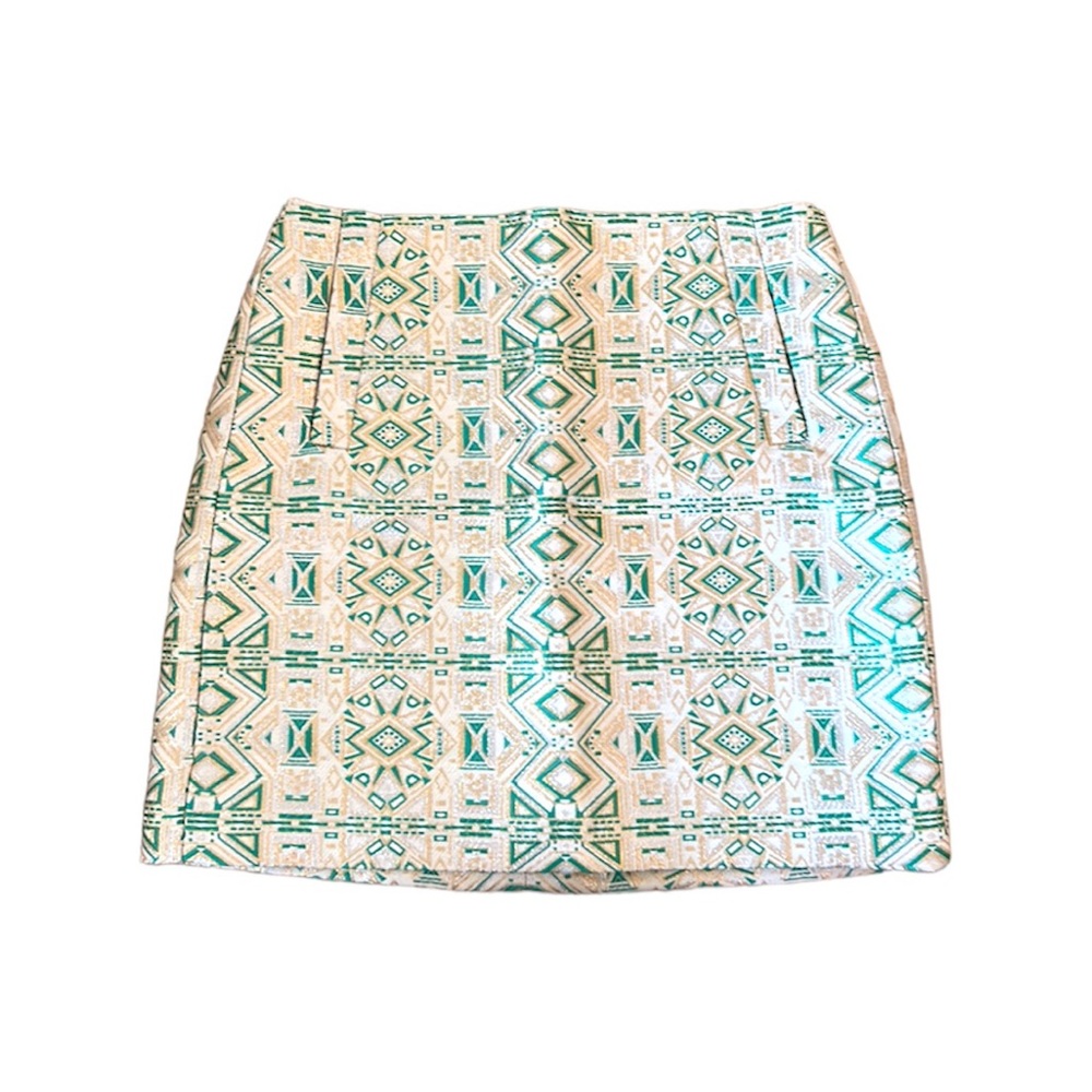 J. Crew Metallic Green Gold Silver Mini Skirt Women’s Size 00